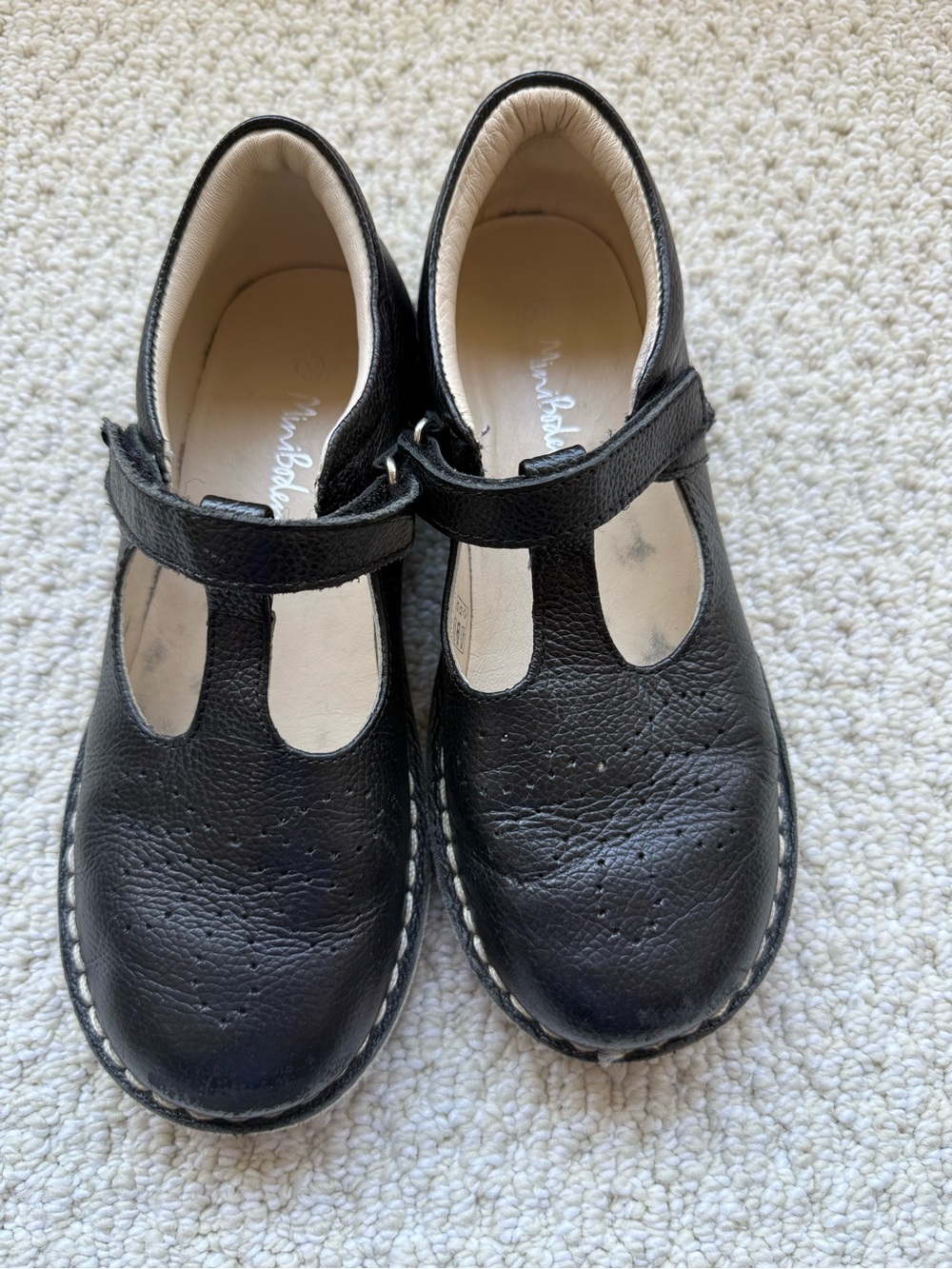 Mini Boden Black Leather T-Bar School Shoes Mary Janes size 33
